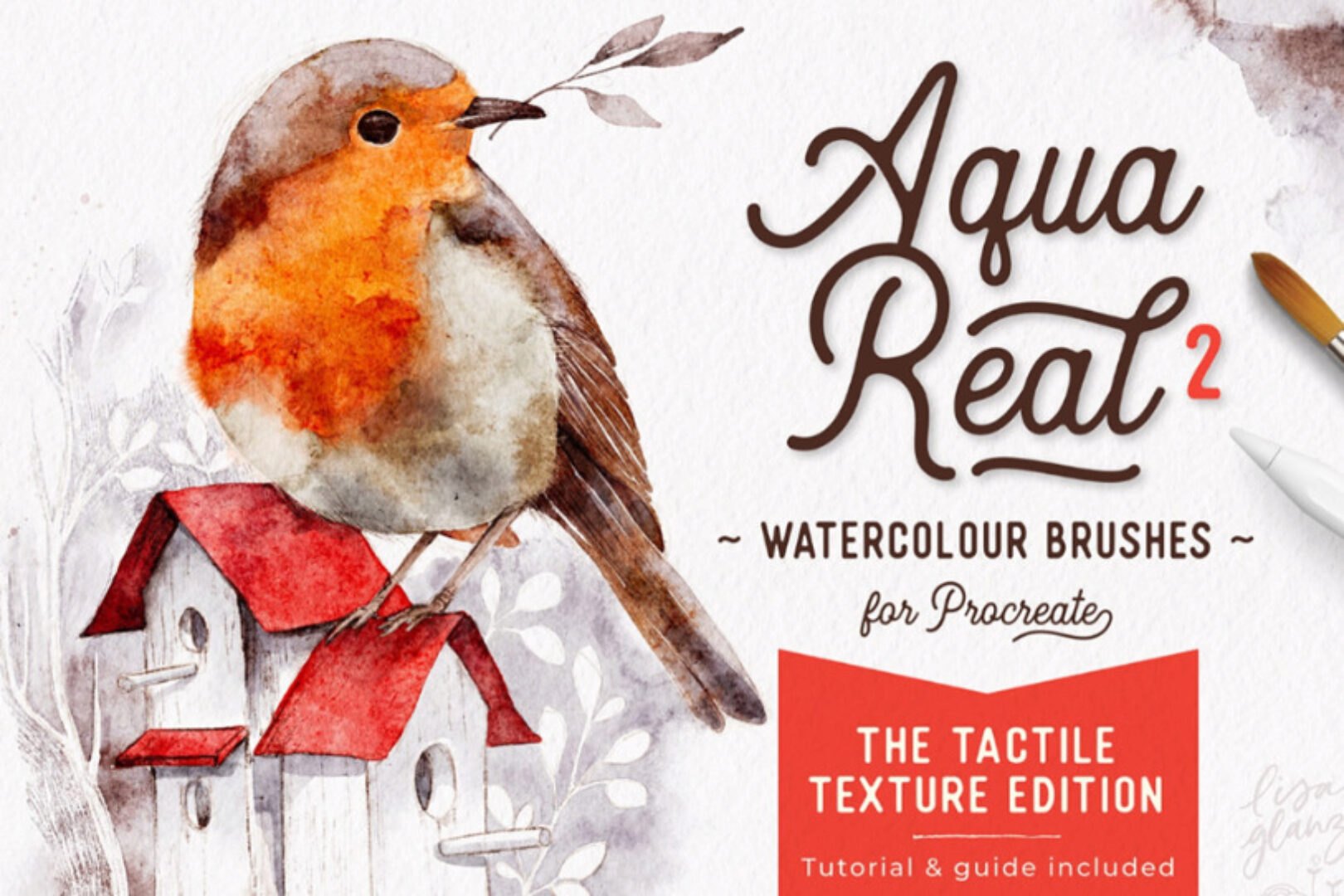 Холсты и Реалистичные Текстурные Акварельные Кисти №2. AquaReal-2, Tactile Texture Edition Watercolour Brushes for Procreate (Lisa Glanz)