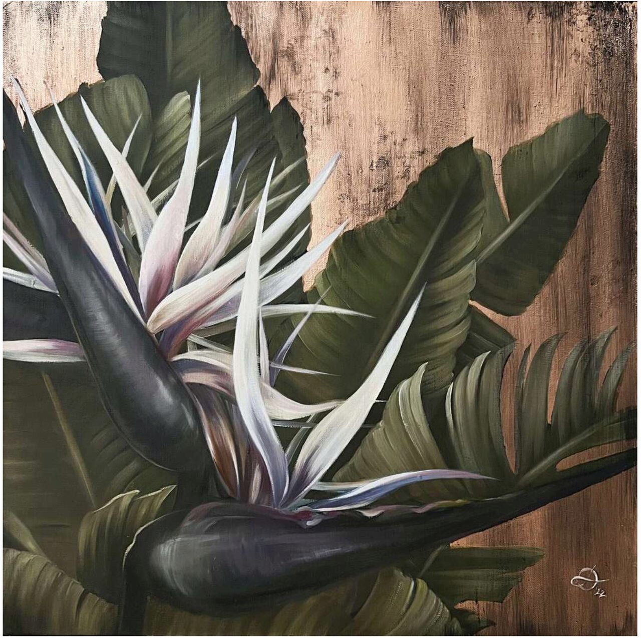 Стрелиция. масло + золочение (Анастасия Михайлова)