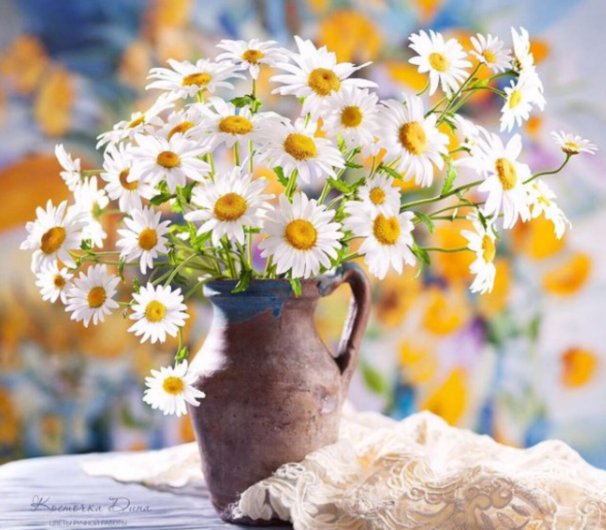 Ромашки из холодного фарфора (Дина Косточка)