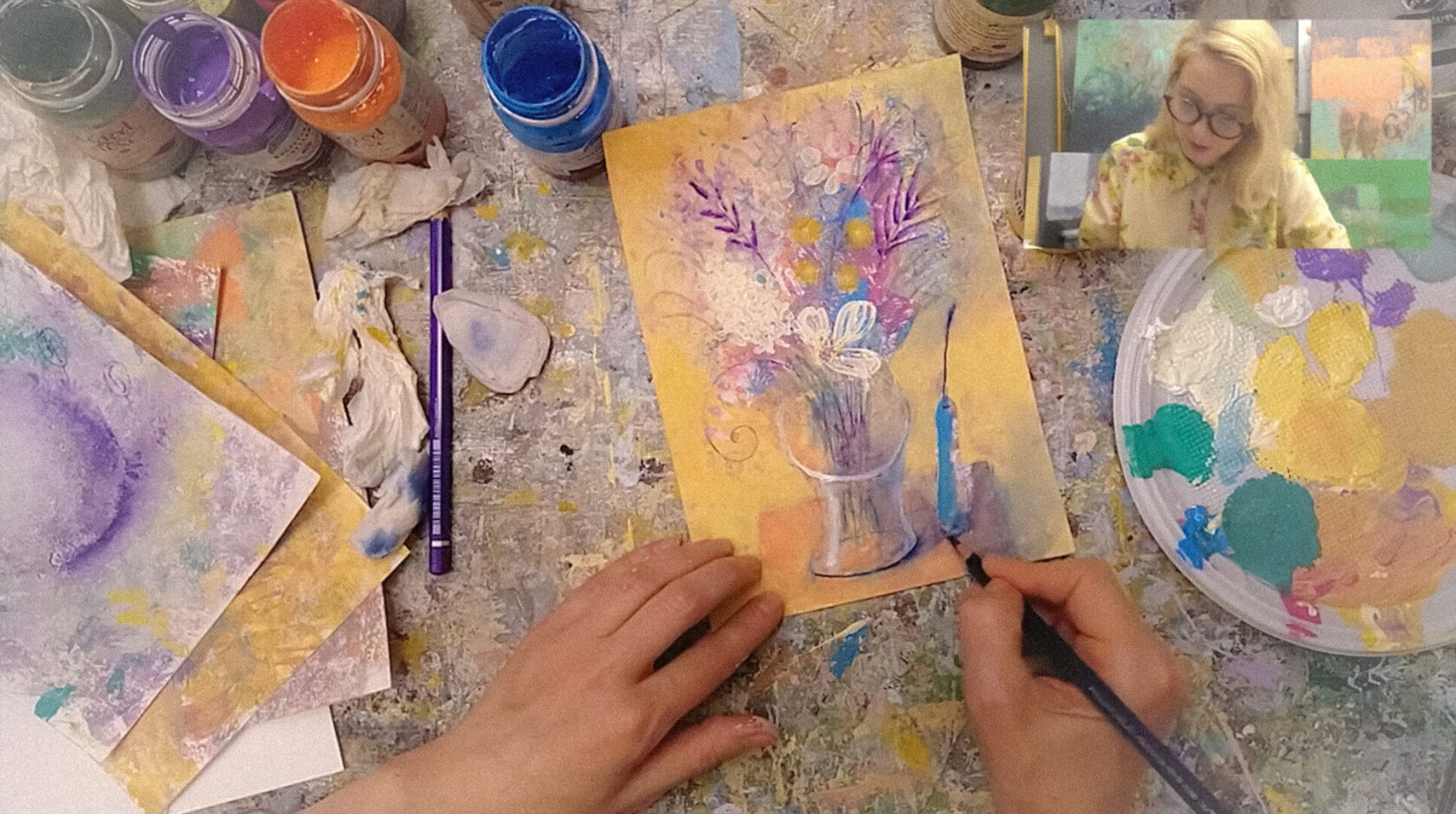 [Арт-школа Светланы Румак] Цветной натюрморт: Цветы в стеклянной вазе (Светлана Румак)