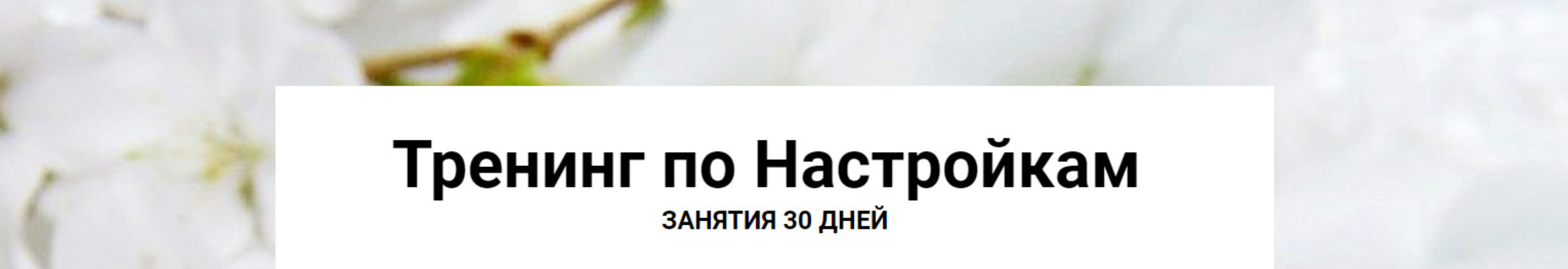 Тренинг по настройкам (Алена Китаева)