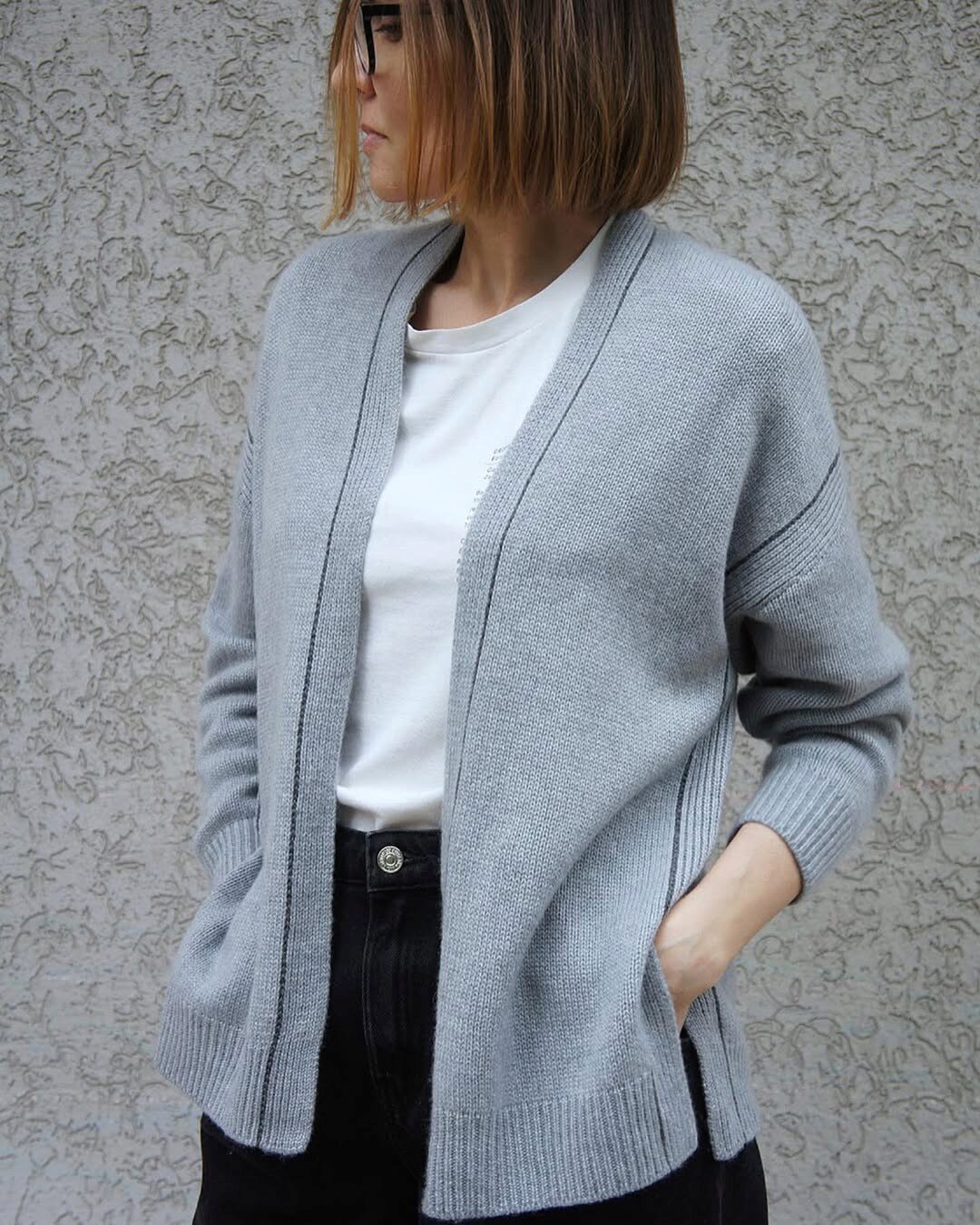 [Машинное вязание] Кашемировый кардиган «Вертикали» (Ирина Чернышева)