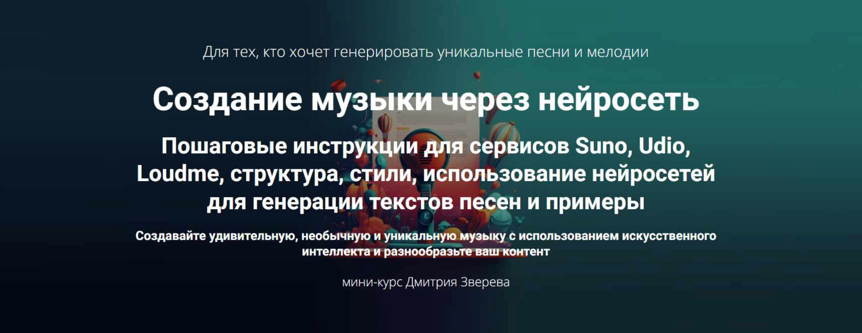 Создание музыки через нейросеть. Тариф Мини-курс по музыке через нейросеть (Дмитрий Зверев)