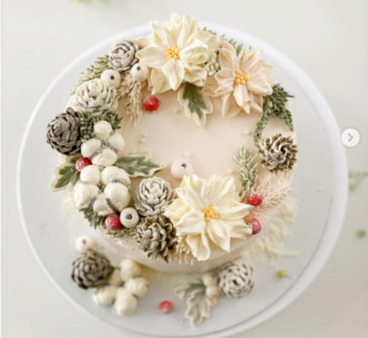 Кремовая флористика «Рождественский декор» (Залина Борисова)