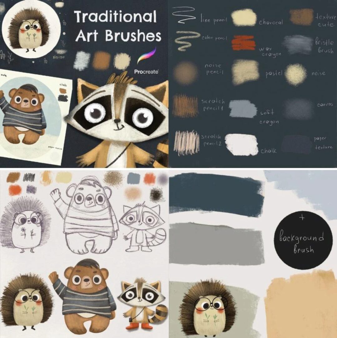 [nelli_suneli] Кисти традиционные для иллюстраций / Traditional Procreate Brushes (Нелли Санейл)