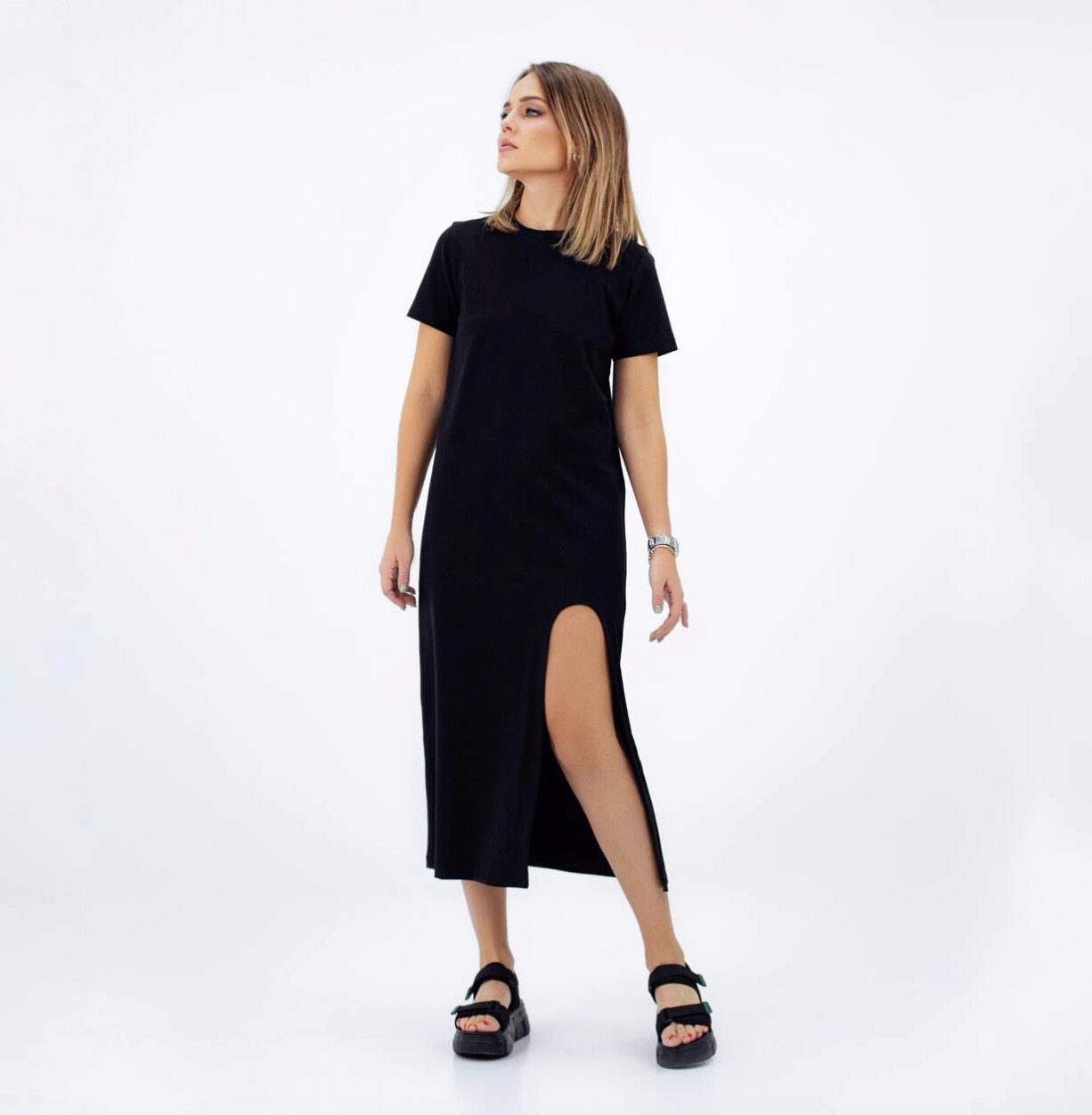 Платье-разрез. Размеры 38-60. Рост 158-176 (Элина Патыкова)