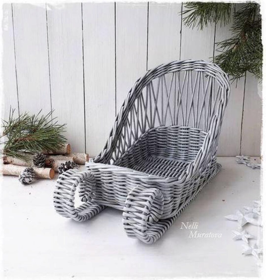 Плетеные санки «Весёлое рождество» (Нелли Муратова)