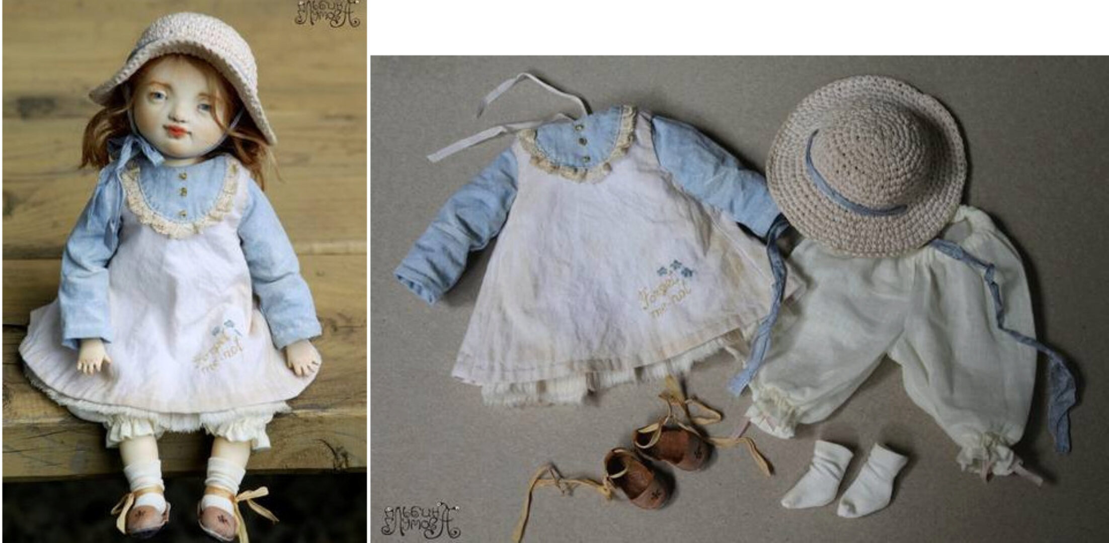 Подвижная стилизованная кукла из самозатвердевающего пластика Незабудка (Альбина Глумова)