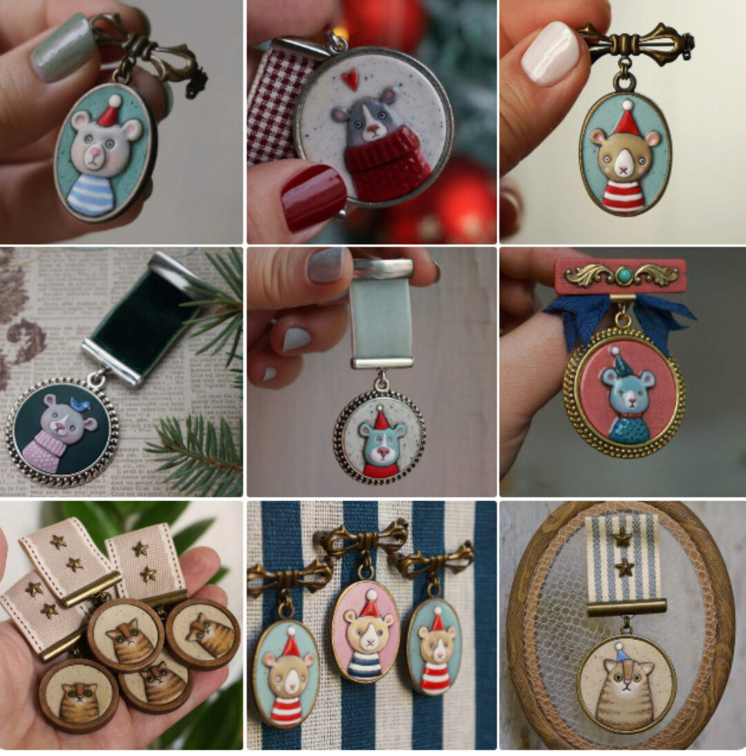 [Лампоцех] Брошка-орден с мишкой (Катя Пигарева)