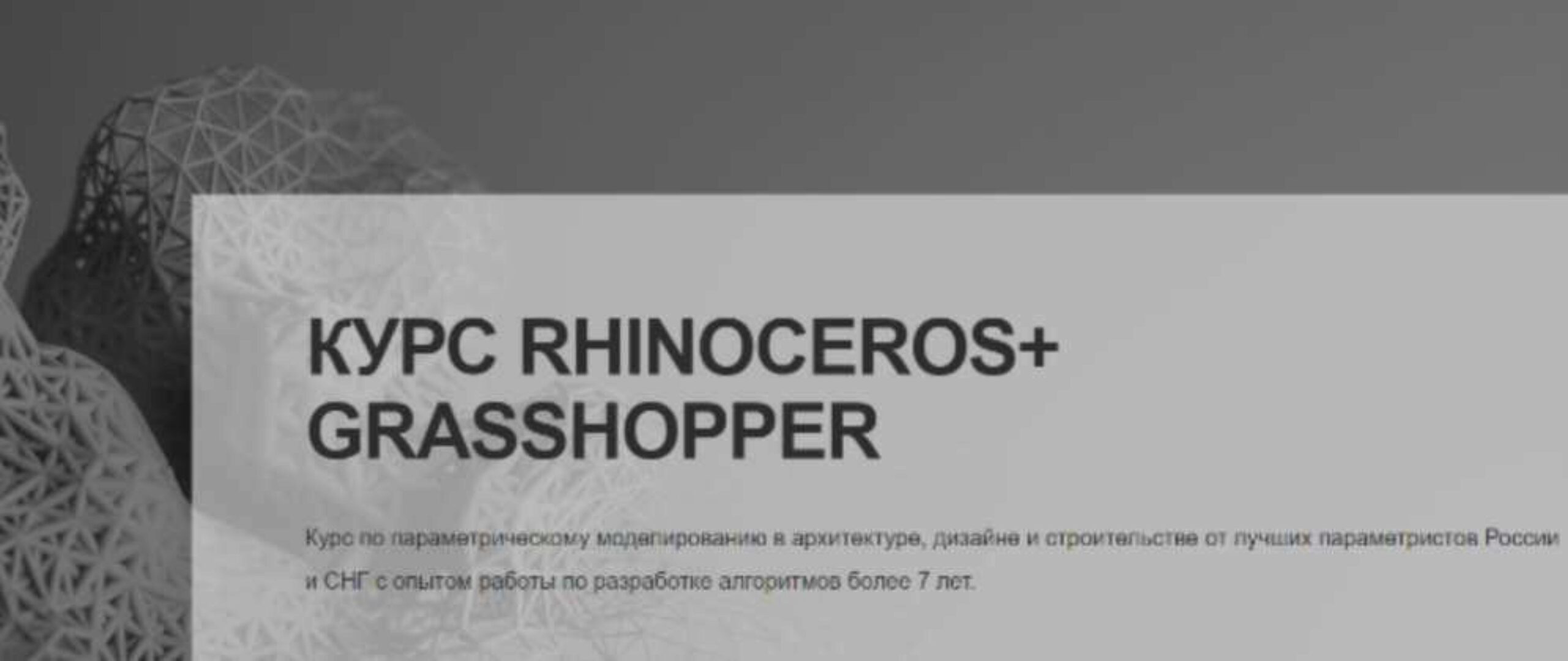 [SKY ARCH SCHOOL] Курс Rhinoceros + Grasshopper. Параметрическое моделирование в архитектуре, строительстве