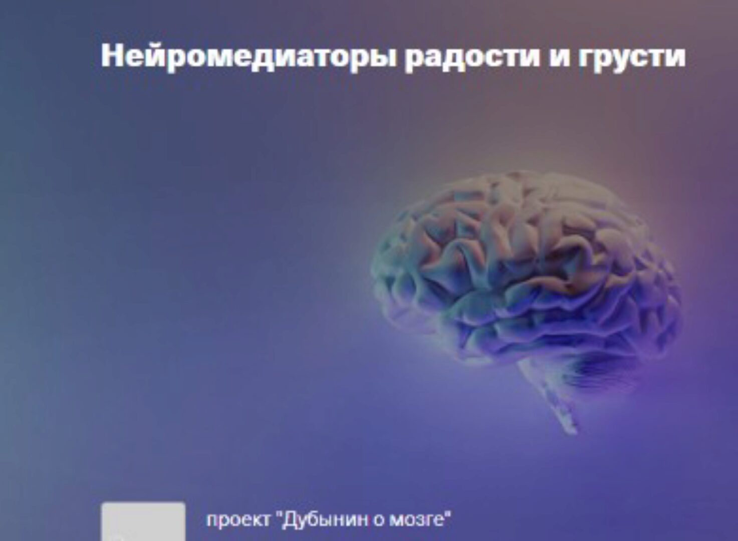 [Дубынин о мозге] Нейромедиаторы радости и грусти (Вячеслав Дубынин)