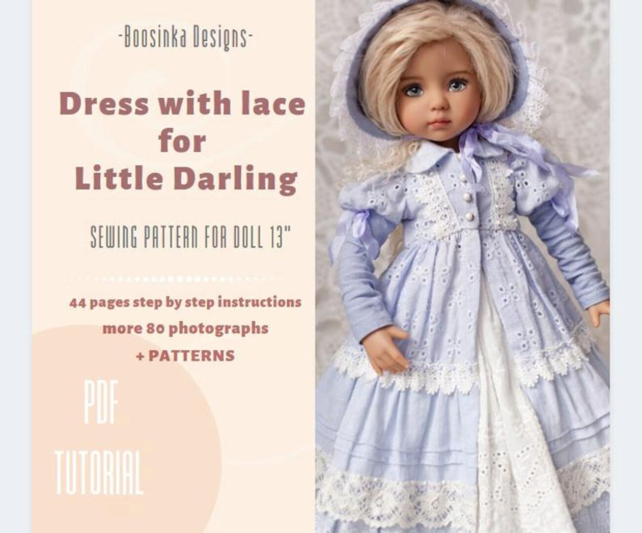 [BoosinkaNK] Dress with lace for Effner doll Little Darling / Платье с кружевом для куклы