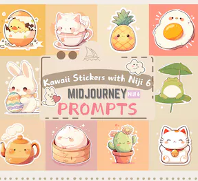 [MidJourneyPromptsLab] Midjourney промпты для созданий милых кавайных пасхальных стикеров