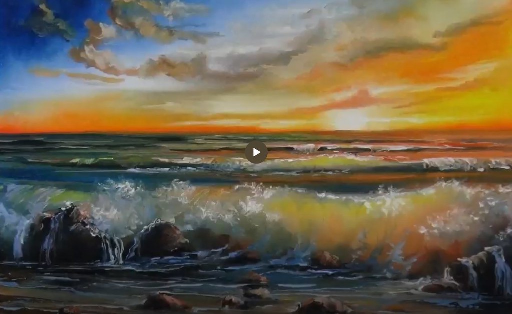 Закат. Морской пейзаж маслом (Александр Григорьев)