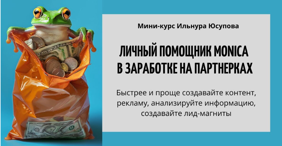 Личный помощник Monica в заработке на партнерках (Ильнур Юсупов)