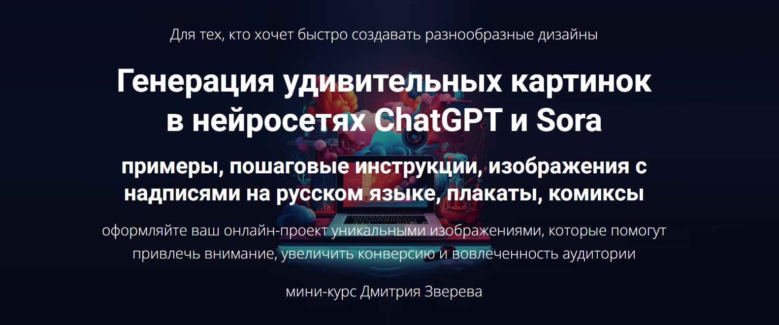 Генерация удивительных картинок в нейросетях ChatGPT и Sora. Тариф Мини курс по картинкам в ChatGPT и Sora (Дмитрий Зверев)