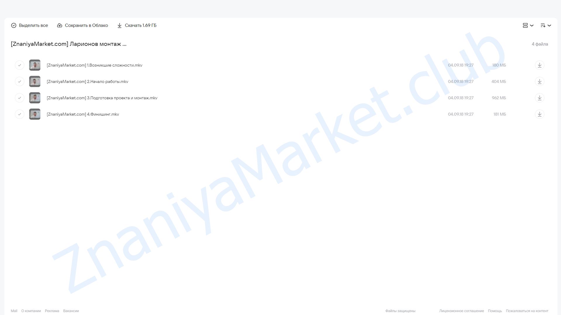 Монтаж видеоклипа (Дмитрий Ларионов) облако mail, фото 2 из 2.