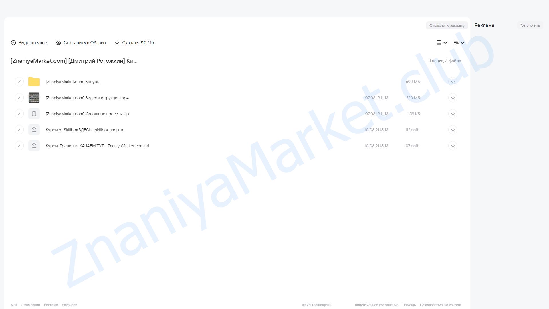 Киношные пресеты для Lightroom (Дмитрий Рогожкин) облако mail, фото 2 из 2.