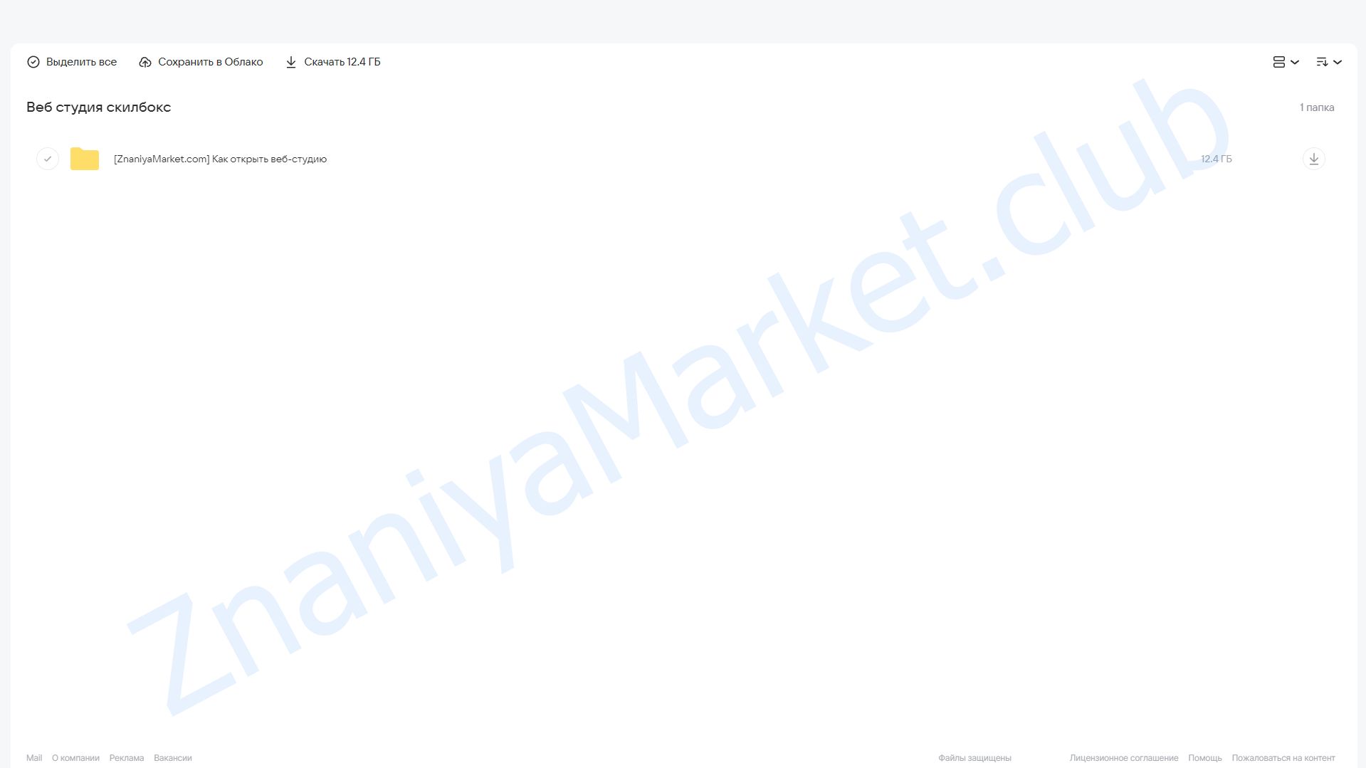 Как открыть веб-студию и зарабатывать от 500 000 руб. в месяц (SkillBox) облако mail, фото 2 из 2.