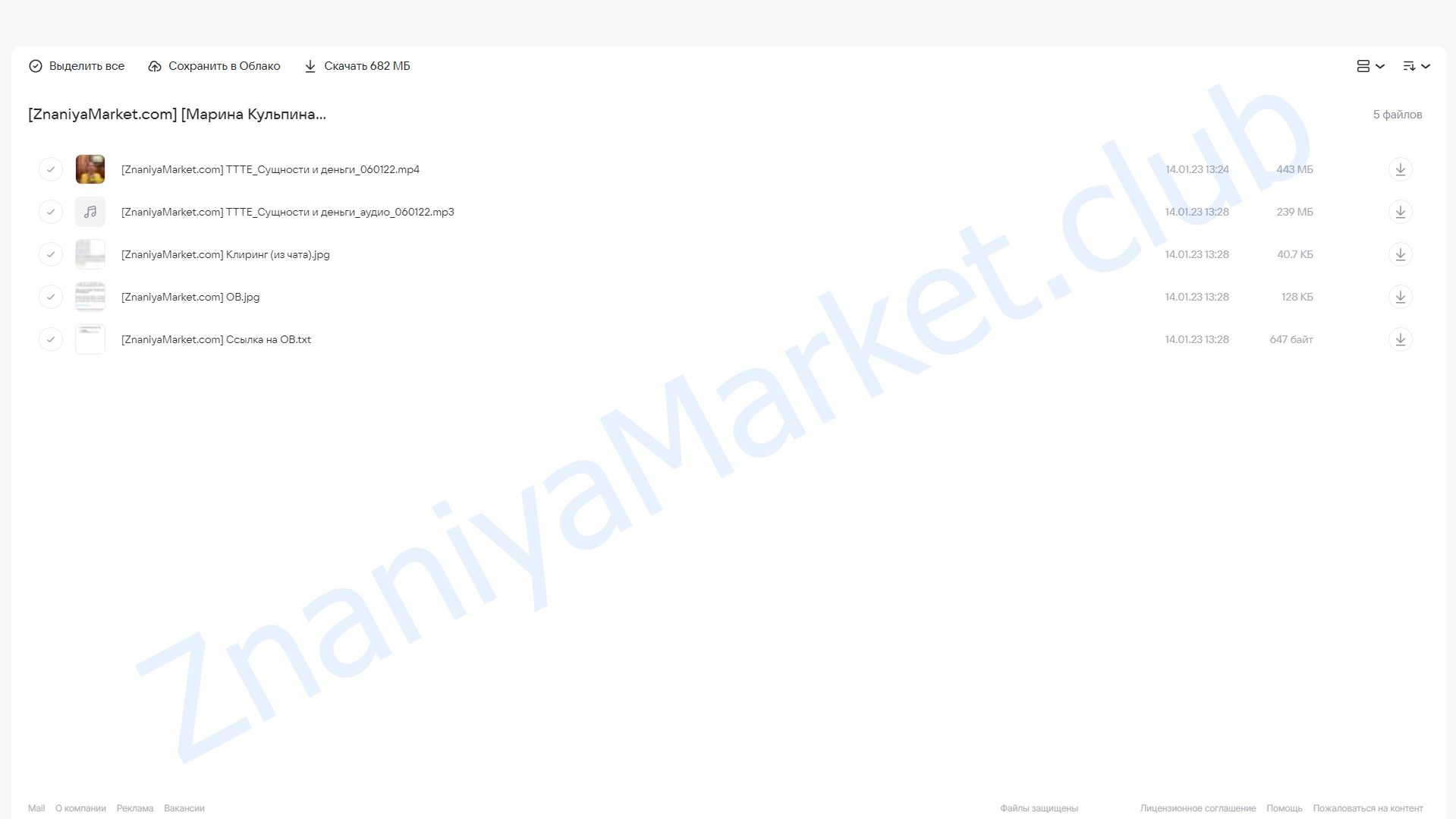 Интро-класс «Сущности и Деньги» (Марина Кульпина) облако mail, фото 2 из 2.