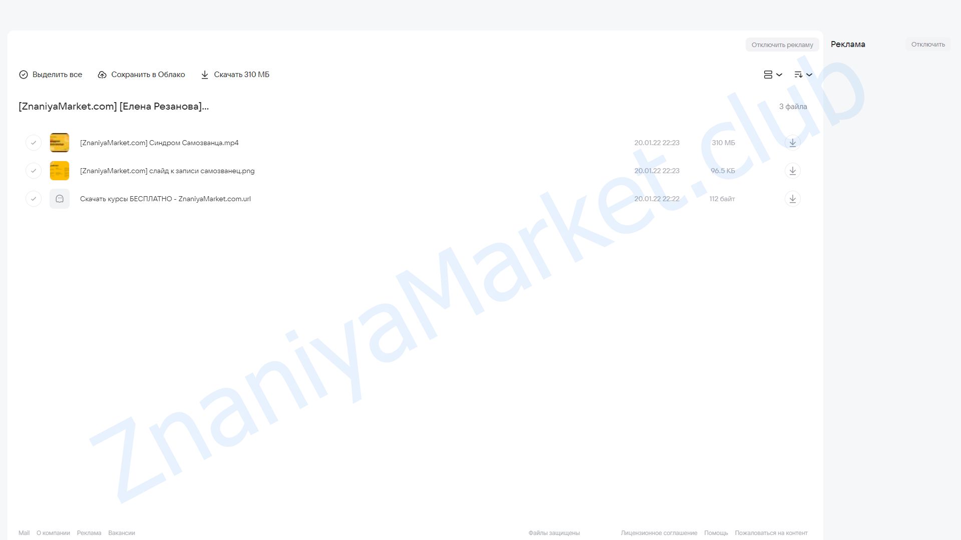 Разгрузочный воркшоп Синдром самозванца (Елена Резанова) облако mail, фото 2 из 2.