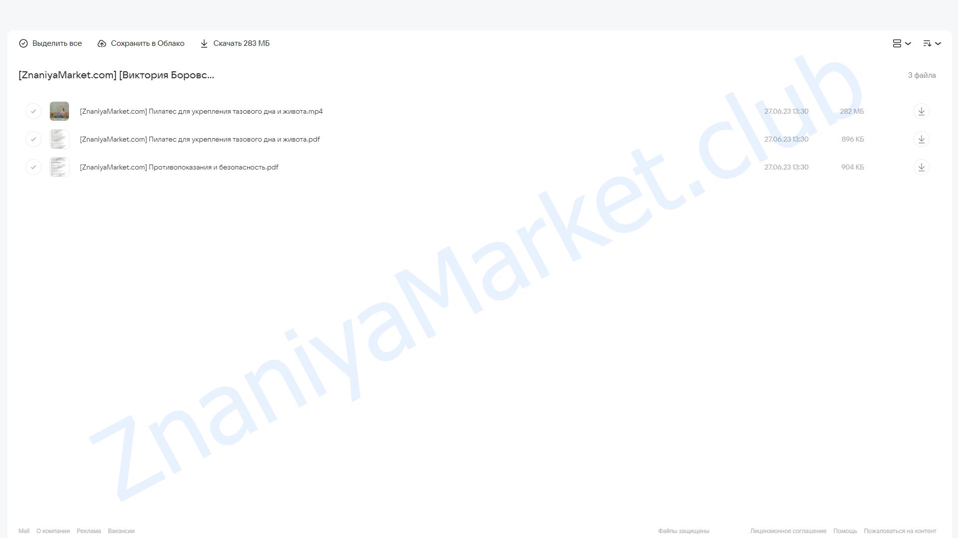 [FitSpoКлуб] Пилатес для укрепления тазового дна и живота (Виктория Боровская) облако mail, фото 2 из 2.