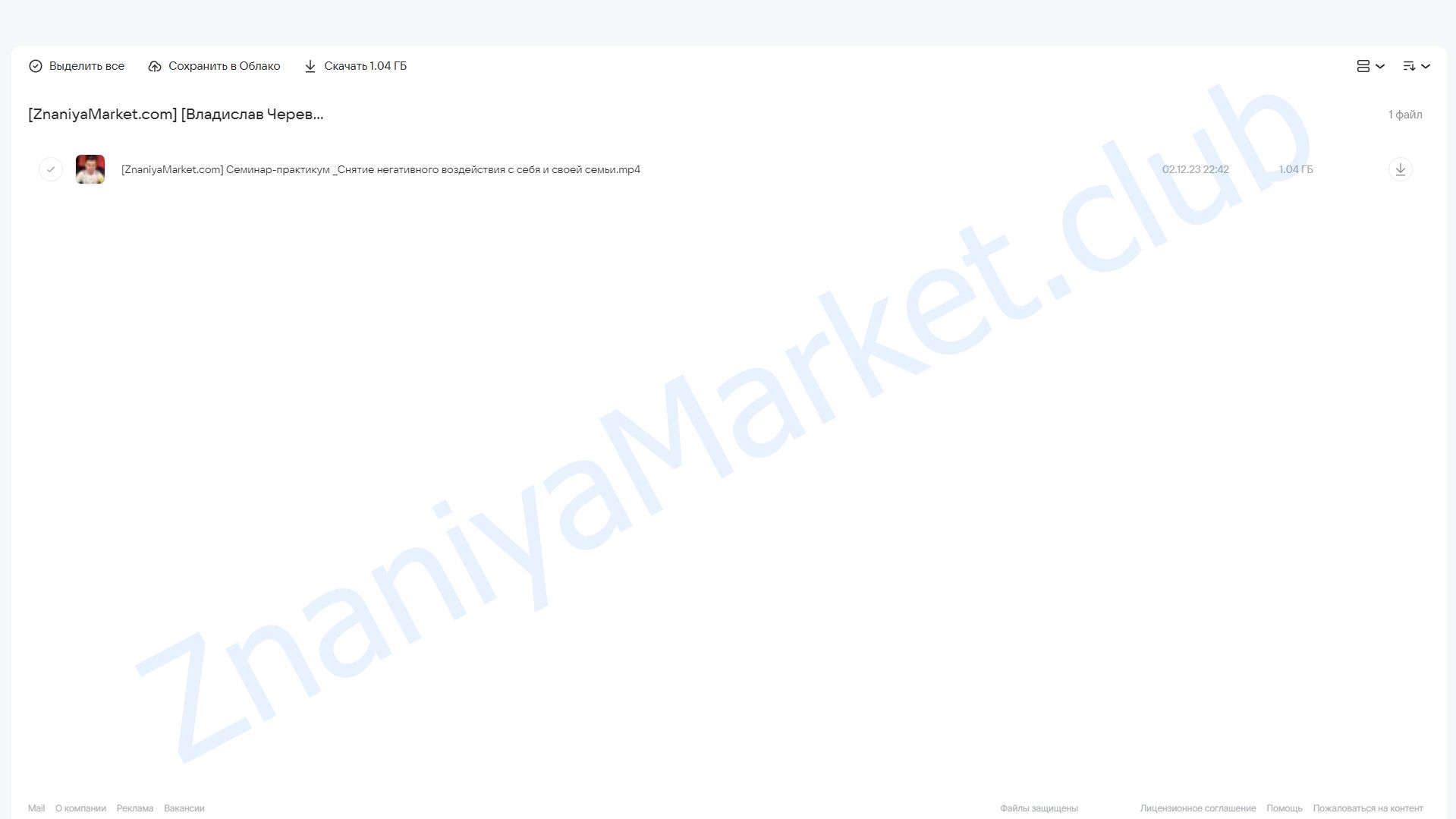 Снятие негативного воздействия с себя и своей семьи (Владислав Череватый) облако mail, фото 2 из 2.