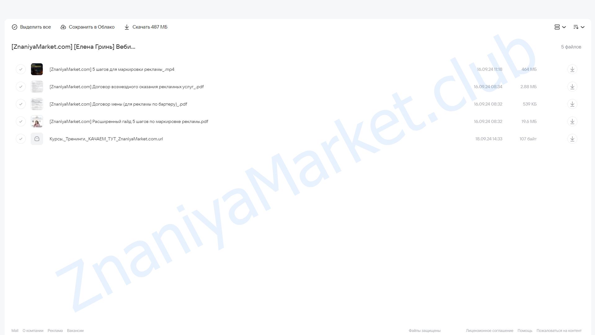 Вебинар 5 шагов для маркировки рекламы (Елена Гринь) облако mail, фото 2 из 2.