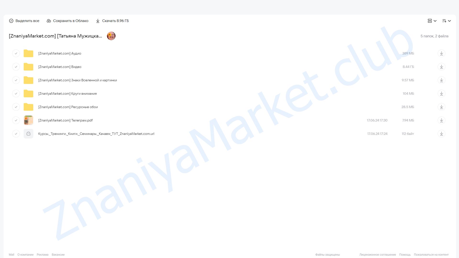 Весенний онлайн-марафон «PRO...». Тариф Решительный (Татьяна Мужицкая) облако mail, фото 2 из 2.