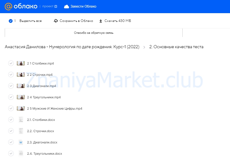 Нумерология по дате рождения. Курс-1 (Анастасия Данилова) скрин на облаке, фото 2 из 2.