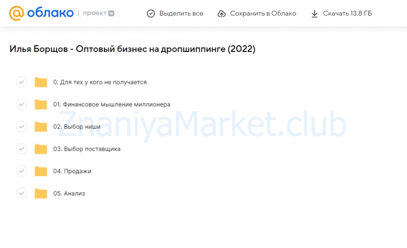 Оптовый бизнес на дропшиппинге (Илья Борщов) скрин на облаке, фото 2 из 2.