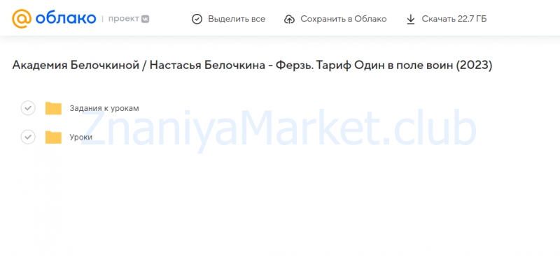 [Академия Белочкиной] Ферзь. Тариф Один в поле воин (Настасья Белочкина) скрин на облаке, фото 2 из 2.