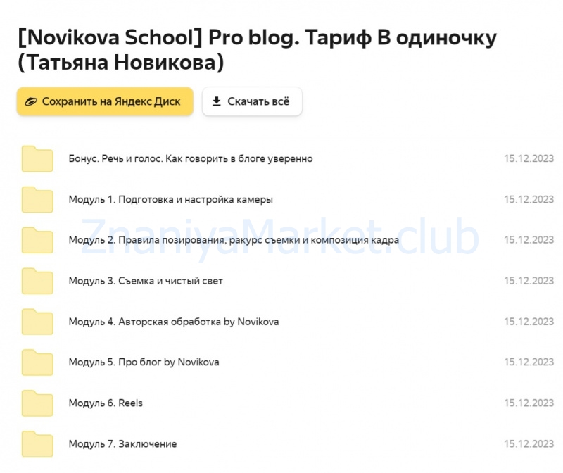 [Novikova School] Pro blog. Тариф В одиночку (Татьяна Новикова) скрин на облаке, фото 2 из 2.