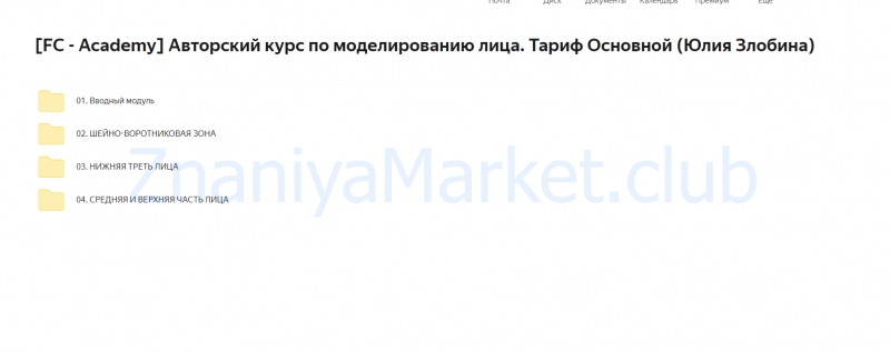 [FC - Academy] Авторский курс по моделированию лица. Тариф Основной (Юлия Злобина) скрин на облаке, фото 2 из 2.