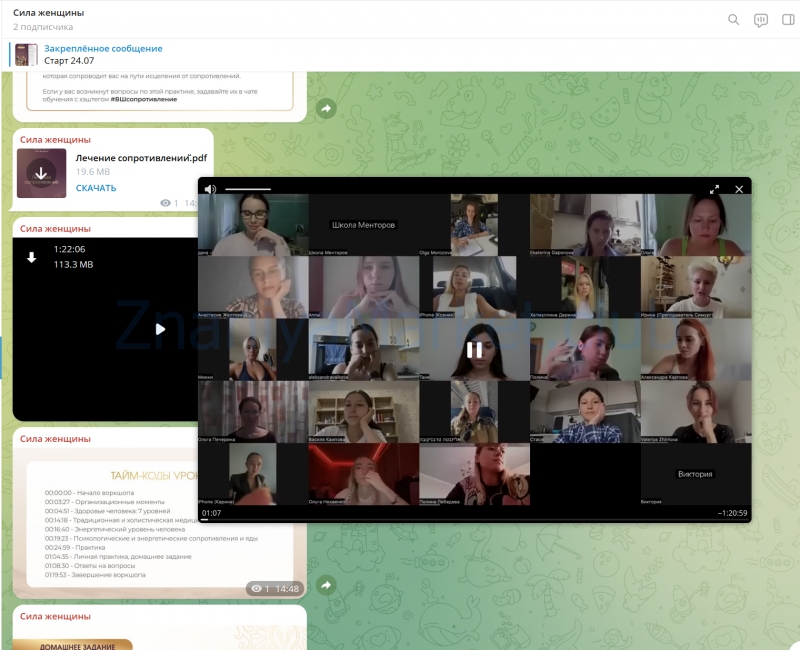 [Симург] Сила женщины. 3 поток. Тариф С ментором (Вания Маркович) скрин на облаке, фото 2 из 2.