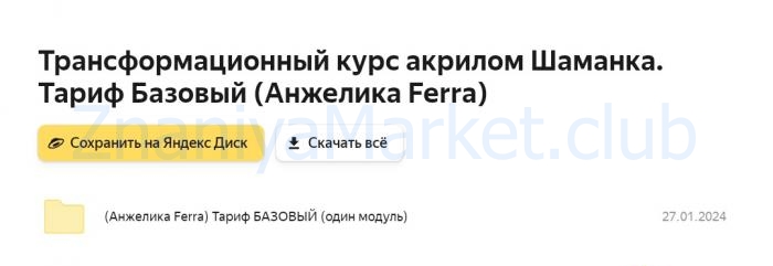 Трансформационный курс акрилом Шаманка. Тариф Базовый (Анжелика Ferra) скрин на облаке, фото 2 из 2.