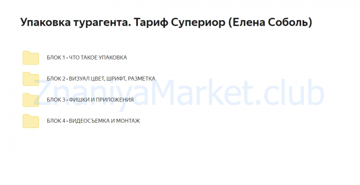 Упаковка турагента. Тариф Супериор (Елена Соболь) скрин на облаке, фото 2 из 2.