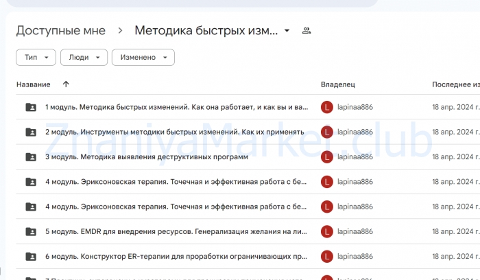 Методика быстрых изменений (Анна Лапина) скрин на облаке, фото 2 из 2.
