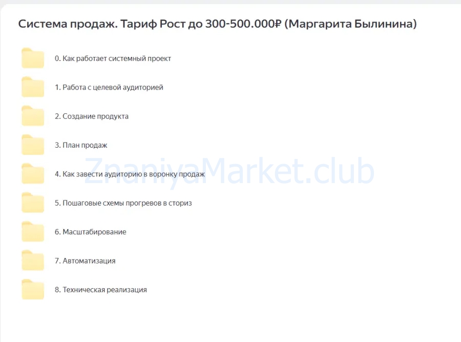 Система продаж. Тариф Рост до 300-500.000₽ (Маргарита Былинина) скрин на облаке, фото 2 из 2.