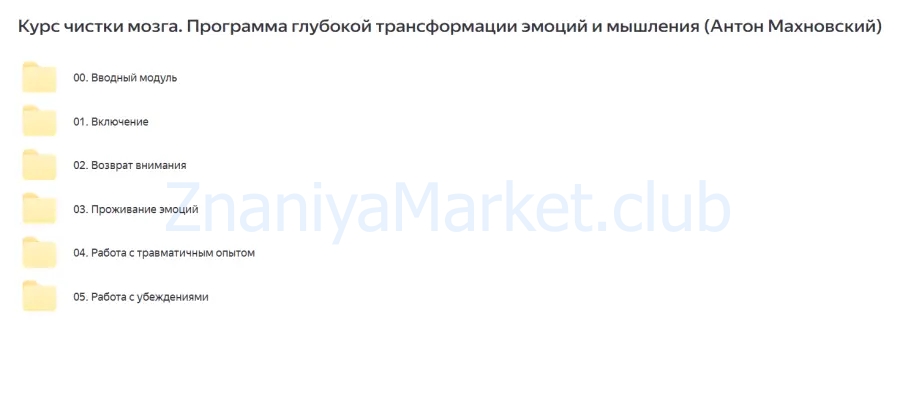 Курс чистки мозга. Программа глубокой трансформации эмоций и мышления (Антон Махновский) скрин на облаке, фото 2 из 2.